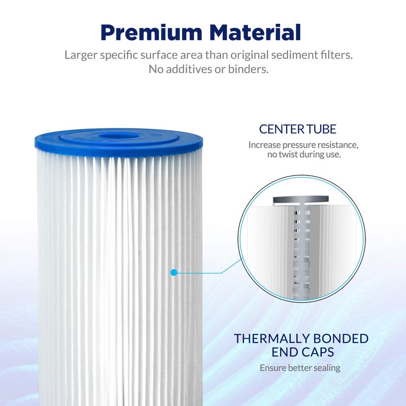 Membrane Solutions 20 Micron Pleated Water Filter Home 10"x4.5" Whole House Heavy Duty Sediment Replacement Cartridge Compatible with ECP10-1,ECP20-BB,R50-BBSA,FXHSC,CB1-SED10-BB (4 Pack) - Image 5
